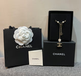 CC Black White Camellia Tassel Necklace – N014