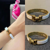 Clic H Bracelet White in Gold Hardware - B005