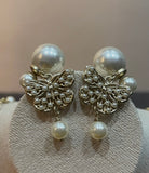 CD Double Pearl Butterfly Earrings - E041