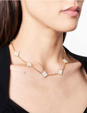 VCA 10 Clover Motif Gold Chain in Mother of Pearl Necklace - N016