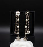 Camellia Black White Long Drop Earrings - E028