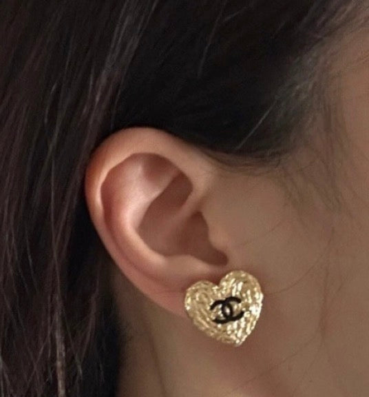 Luxe Heart CC Gold Statement Earrings - E019