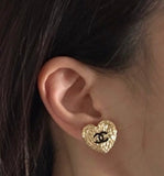 Luxe Heart CC Gold Statement Earrings - E019