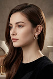 Double Pearl Crystal CD Letter Earrings - E039
