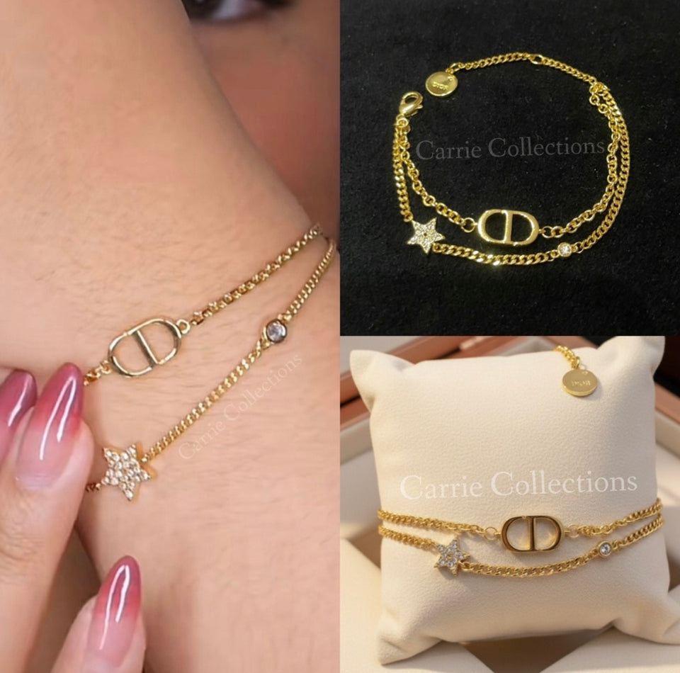Double Chain CD Star Bracelet - B010