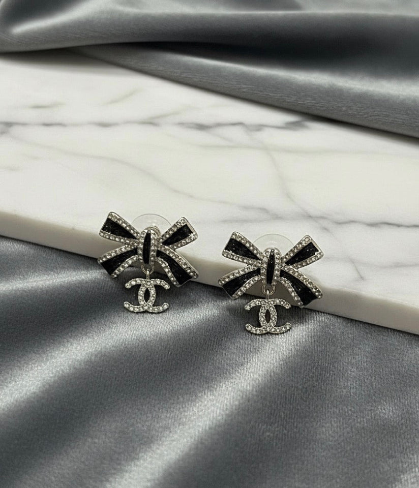 Luxury Crystal Bow CC Earrings - E022