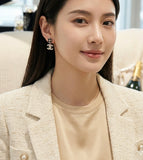 Camellia Black CC Stud Earrings - E029