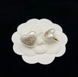 CC Pearl Heart Stud Earrings - E036