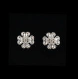 Crystal Camellia Silver Earrings - E026
