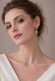 Gold Hoop Silver CC Drop Earrings - E034