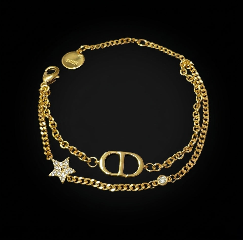 Double Chain CD Star Bracelet - B010