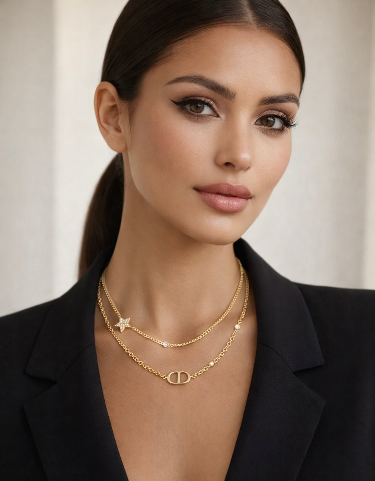 CD Double Chain Layered Necklace - N025