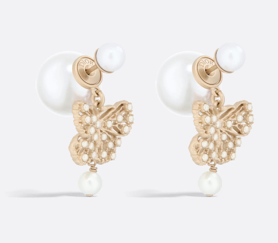 CD Double Pearl Butterfly Earrings - E041