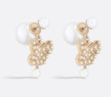 CD Double Pearl Butterfly Earrings - E041