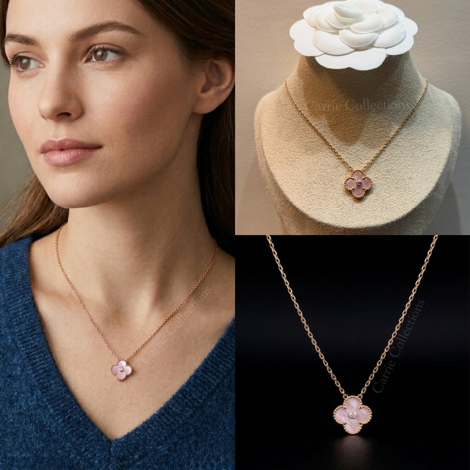 Clover Pink Mother of Pearl Jewelry Set- S004