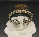 CC Textured Heart Open Cuff Bracelet - B012