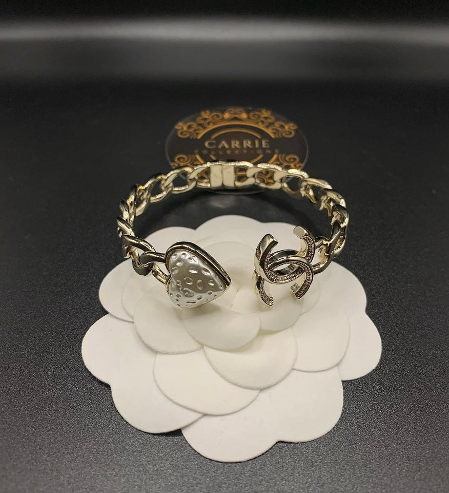 CC Textured Heart Open Cuff Bracelet - B012