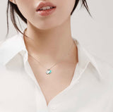 Tiffany Double Heart Turquoise Silver Necklace - N031
