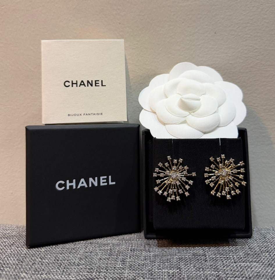 Crystal Starburst CC Stud Earrings - E046