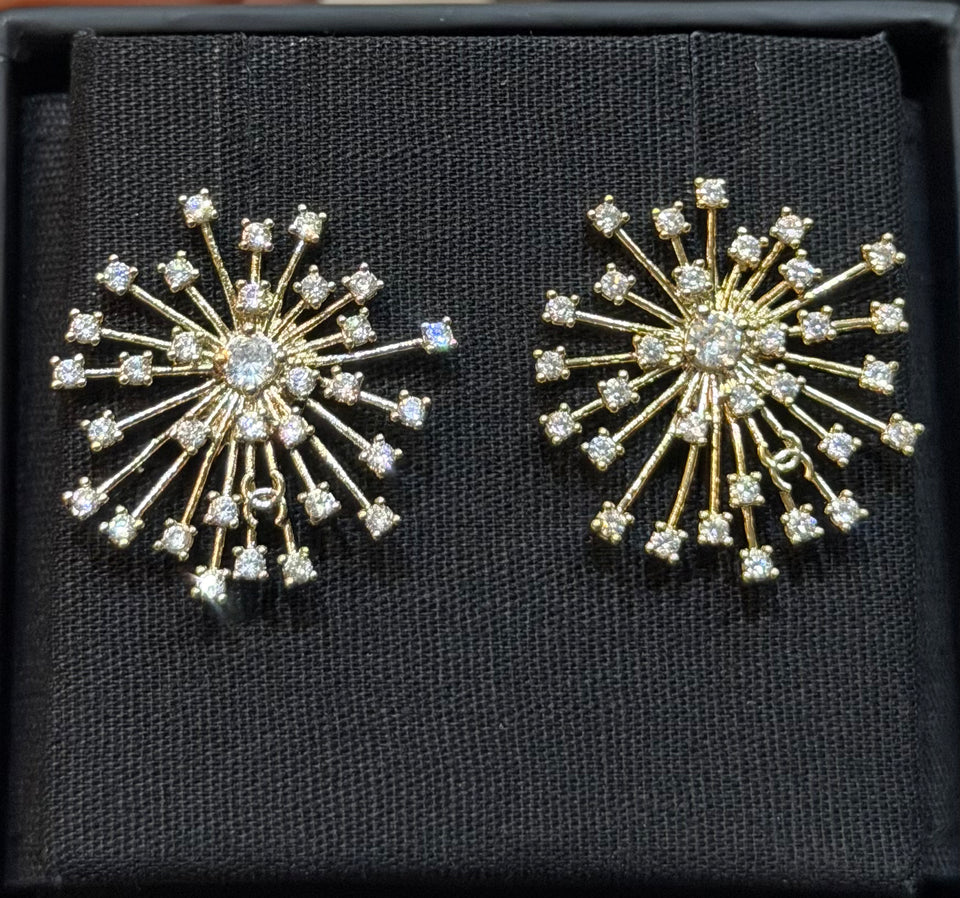 Crystal Starburst CC Stud Earrings - E046
