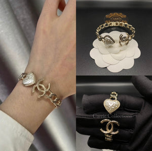 CC Textured Heart Open Cuff Bracelet - B012