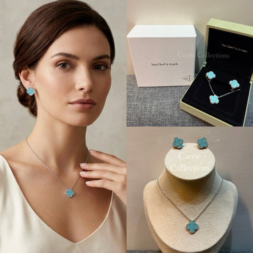 Clover Turquoise Necklace & Earrings Set - S005