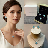 Clover Turquoise Necklace & Earrings Set - S005