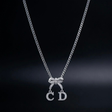 Crystal Bow CD Signature Necklace - N001