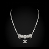 Luxury Crystal Bow Silver Necklace - N004