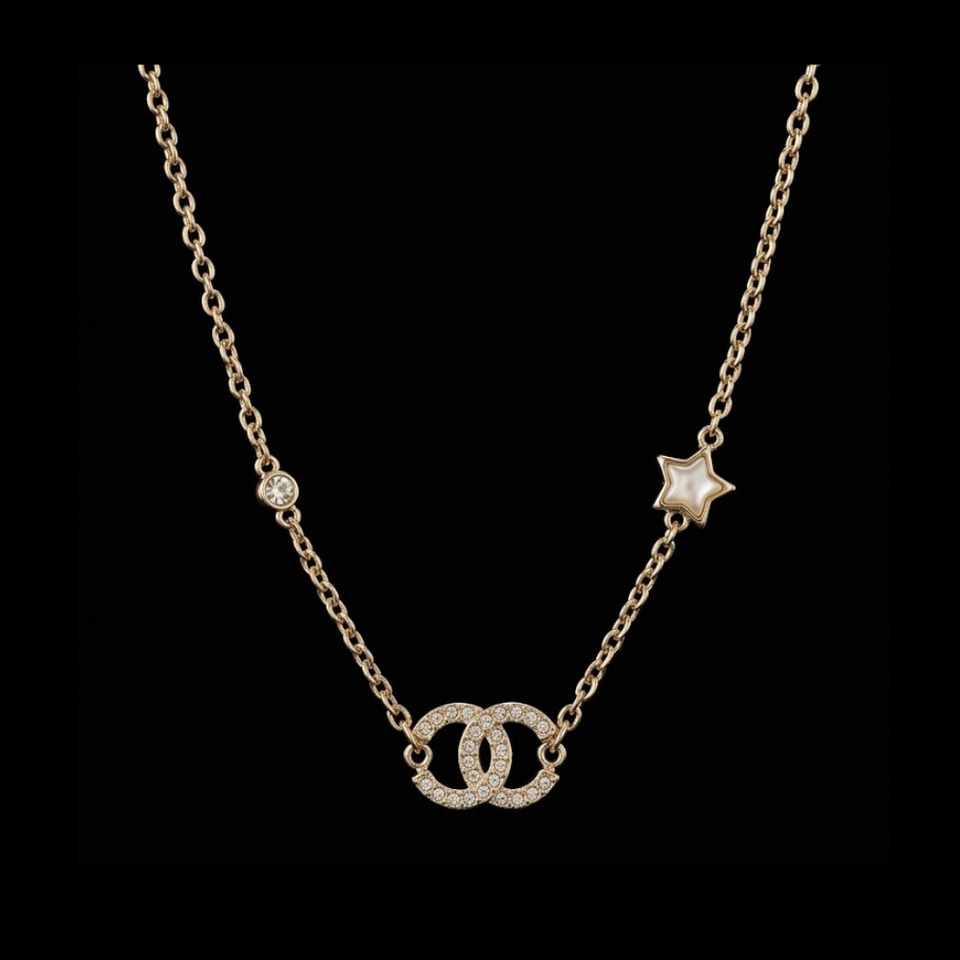 CC Pendant with Star Charm Necklace - N006