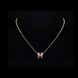Mini Pink H Letter Necklace - N009
