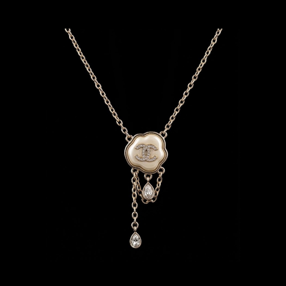 Elegant Pearl Camellia Necklace - N013