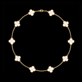 VCA 10 Clover Motif Gold Chain in Mother of Pearl Necklace - N016