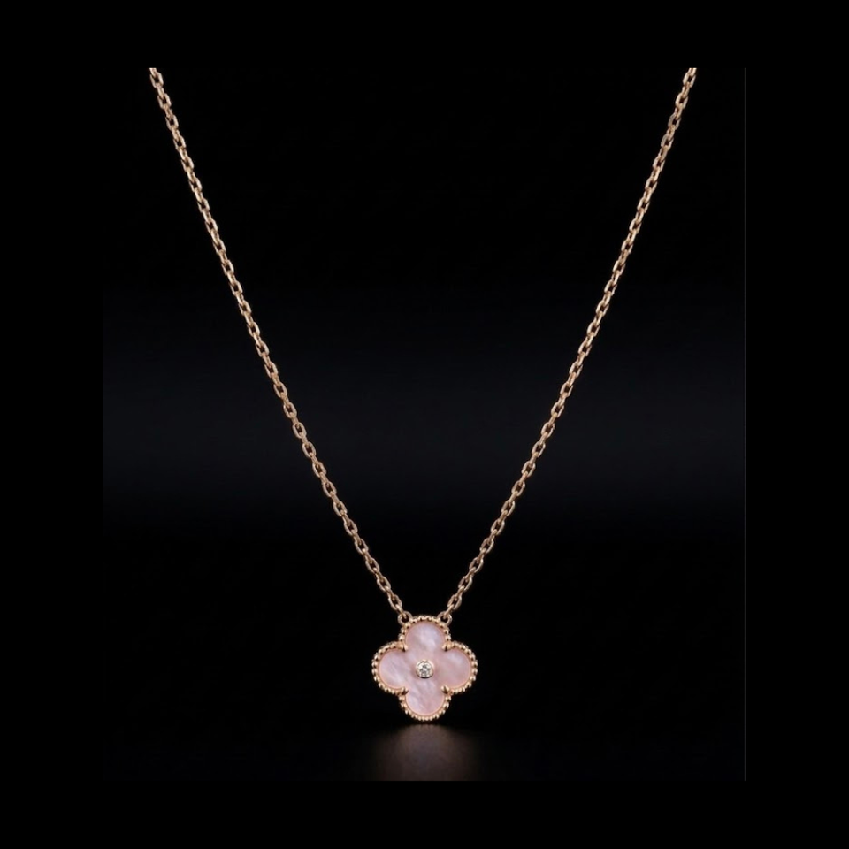 Rosegold Pink Clover Necklace - N018