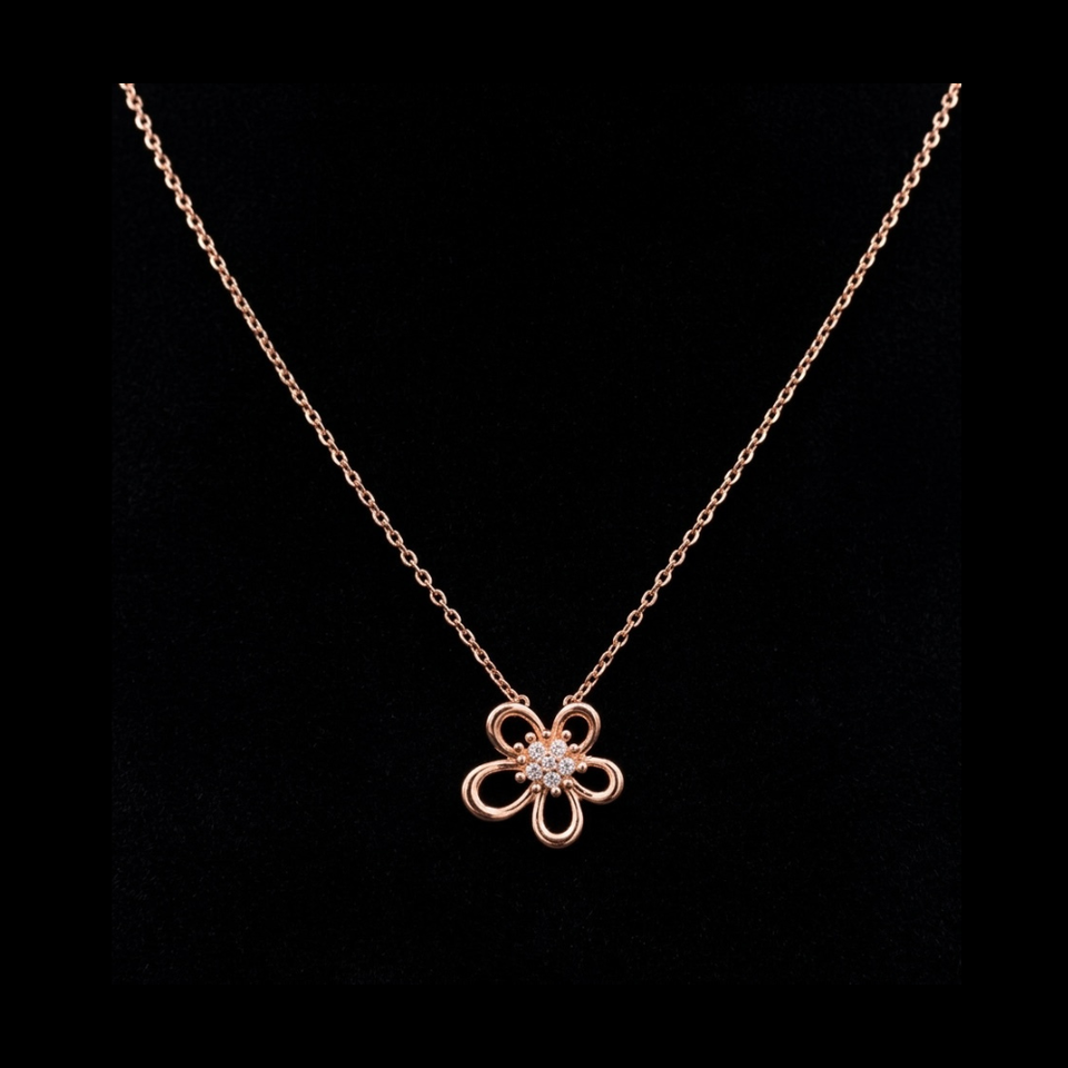 Rose Gold Flowerlace Necklace - N019