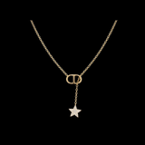 Gold CD Star Drop Pendant Necklace - N023