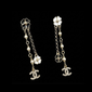 Camellia Black White Long Drop Earrings - E028