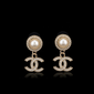 Round Pearl CC Drop Earrings - E030