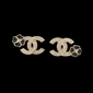 CC Stud with Black Camellia Earrings - E033