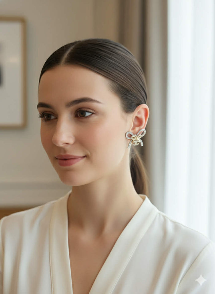 Two Tone Bow Knot Earrings - E005