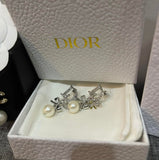 CD Letter Bow Silver Earrings – E016
