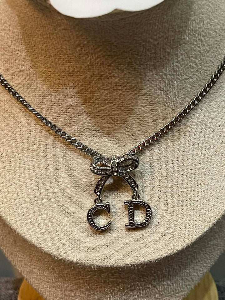 Crystal Bow CD Signature Necklace - N001
