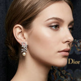 CD Letter Bow Silver Earrings – E016