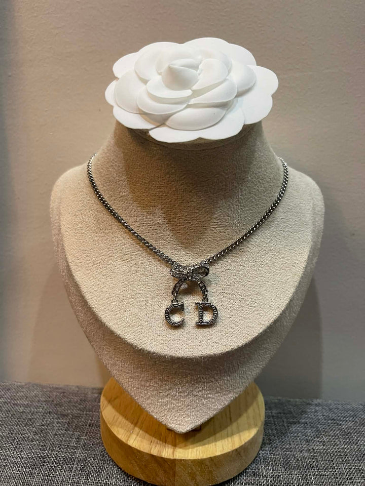 Crystal Bow CD Signature Necklace - N001