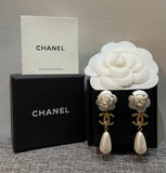 Camellia Pearl CC Teardrop Earrings - E009
