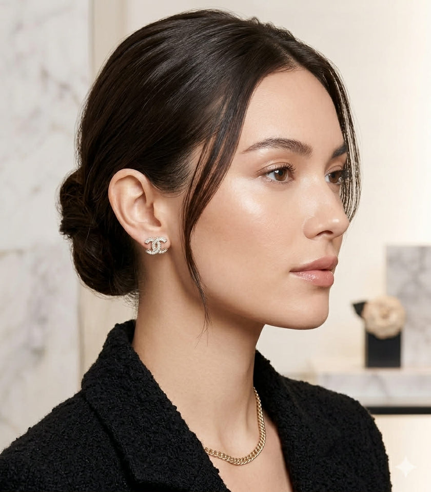 Small CC Crystal Earrings - E008