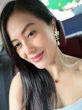 Camellia Pearl CC Teardrop Earrings - E009